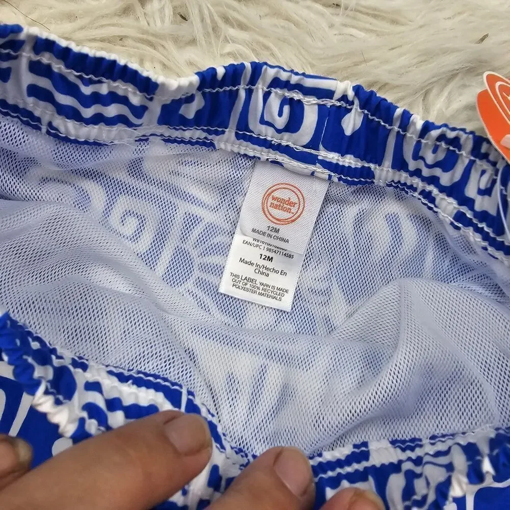 Wonder Nation Cobalt Crush Blue White Printed Baby Boy 12M Family Swimwear Line